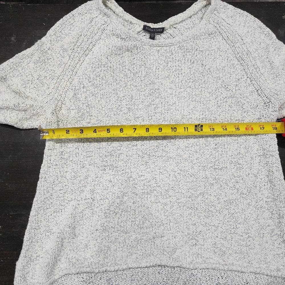 EILEEN FISHER | Cotton Crimp Crew Neck Long Top | Large | Sea Salt - Picture 9 of 9